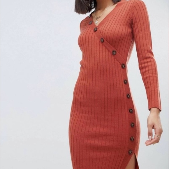 Elegant Rust Button-Down Dress - Picture 1 of 4